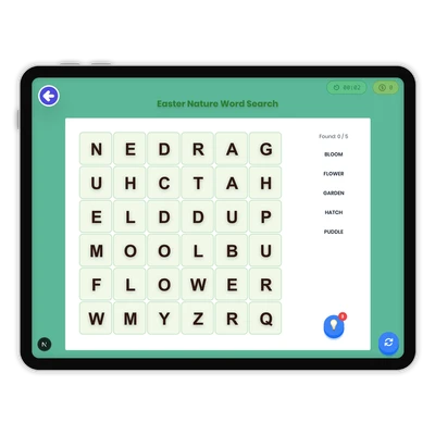 Easter Nature Word Search - game educational content