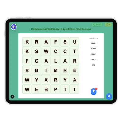 Halloween Word Search: Symbols of the Season - game educational content