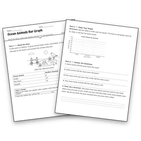 Ocean Animals Bar Graph - worksheet educational content