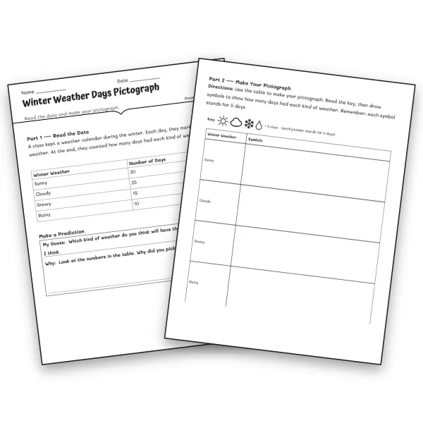 Winter Weather Days Pictograph - worksheet educational content