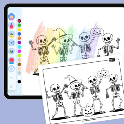 Skeleton Dance Party - coloring educational content