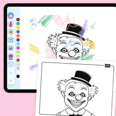 Creepy Clown - coloring educational content