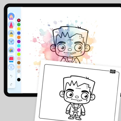 Friendly Frankenstein - coloring educational content