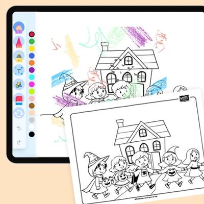 Trick-or-Treaters - coloring educational content