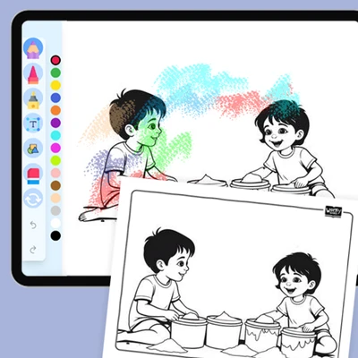 Playing with colorful powders - coloring educational content