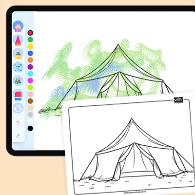 Tent House - coloring educational content