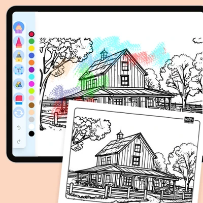 Farmhouse Rural Country Living - coloring educational content