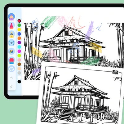 Bamboo House Tropical Sustainable Living - coloring educational content