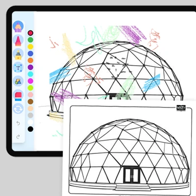 Geodesic Dome Futuristic Eco-Friendly Home - coloring educational content