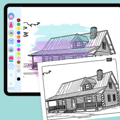 Rustic Log Cabin Retreat - coloring educational content