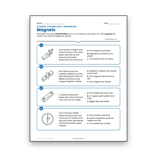 Magnets - Inference Activity - worksheet educational content