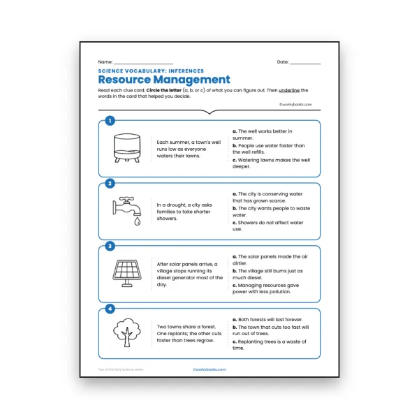 Resource Management - Inferences Activity - worksheet educational content