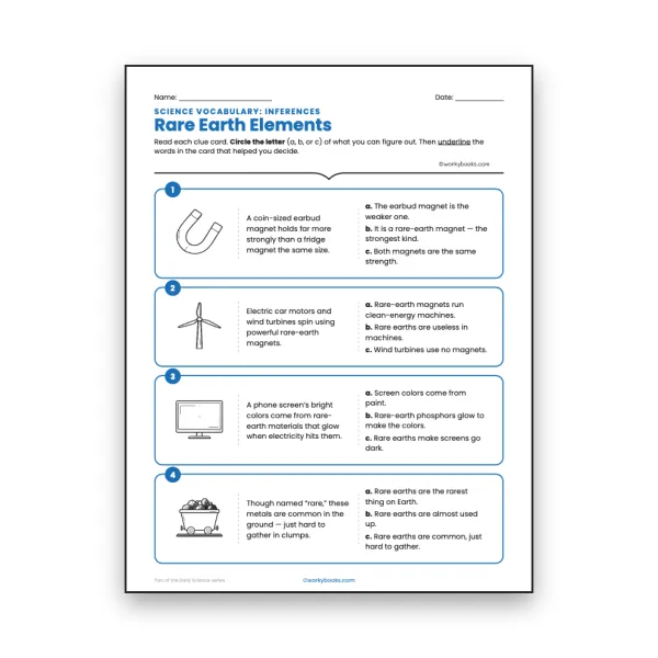 Rare Earth Elements - Inferences Activity - worksheet educational content