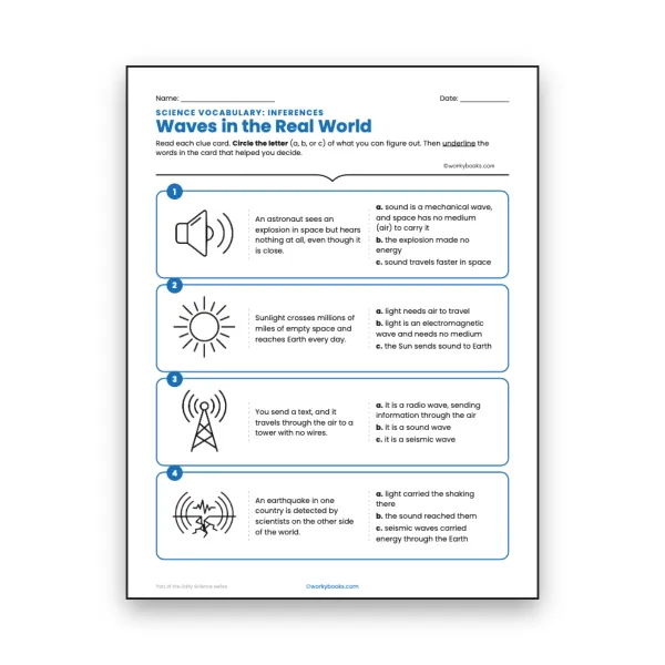 Waves in the Real World - Inferences Activity - worksheet educational content