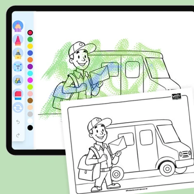 Mail Carrier - coloring educational content