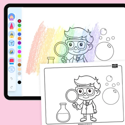 Scientist - coloring educational content