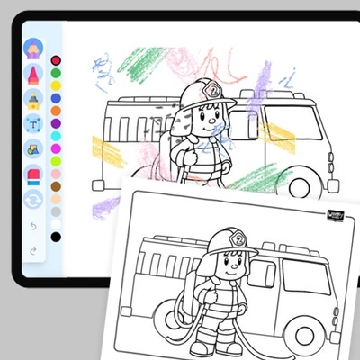 Firefighter - coloring educational content