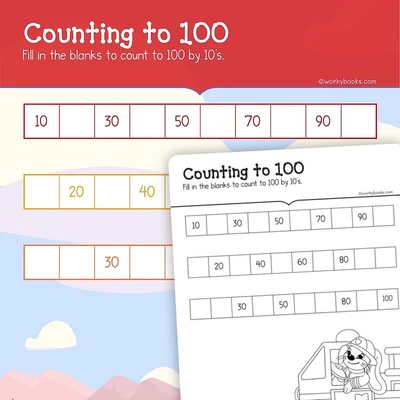 Counting to 100 by 10s A - worksheet educational content
