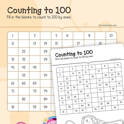 Counting to 100 by ones B - worksheet educational content