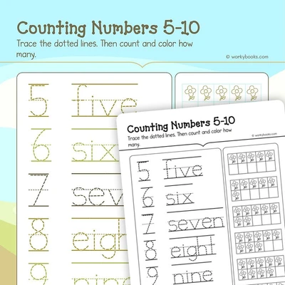 Numbers 5—10 - worksheet educational content