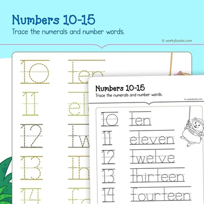Numbers 10—15 - worksheet educational content