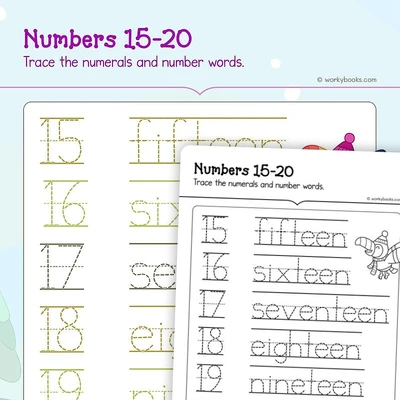 Numbers 15—20 - worksheet educational content
