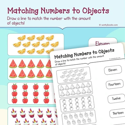 Object and Numbers Matching - worksheet educational content