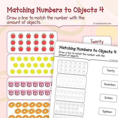 Matching Numbers to Objects - worksheet educational content