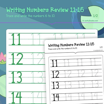 Number Writing 11—15 - worksheet educational content