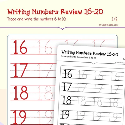 Number Writing 15—20 - worksheet educational content