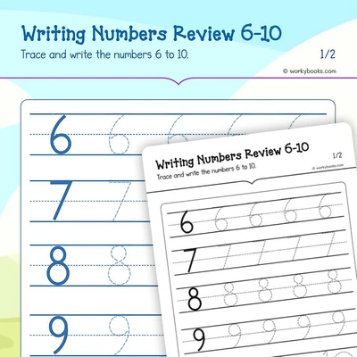 Number Writing 6—10 - worksheet educational content