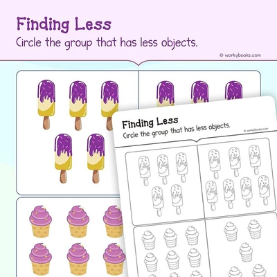 Finding More or Less - worksheet educational content