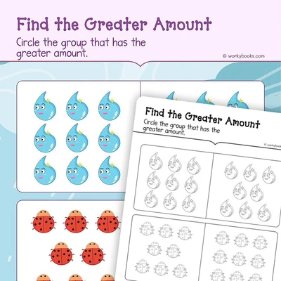 Find the Greater Amount - worksheet educational content