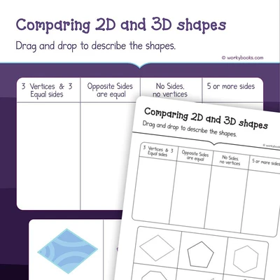 Compare 2D and 3D Shapes - worksheet educational content