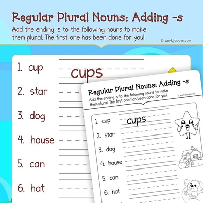 Regular Plural Nouns with S ending - worksheet educational content