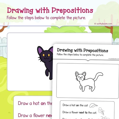 Drawing with Prepositions - worksheet educational content
