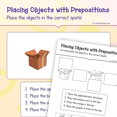 Placing Objects with Prepositions - worksheet educational content