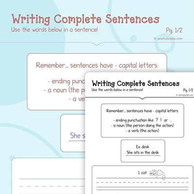 Writing Sentences - worksheet educational content