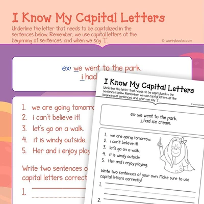 I Know My Capital Letters - worksheet educational content