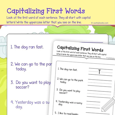 Capitalizing First Words - worksheet educational content