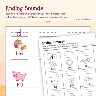 Phonics Ending Sounds - worksheet educational content