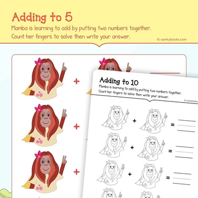 Adding to 5 - worksheet educational content