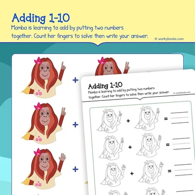 Adding 1— 10 - worksheet educational content
