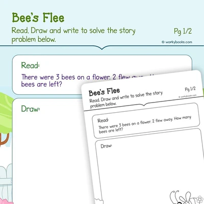 Bees—Subtraction Word Problem - worksheet educational content