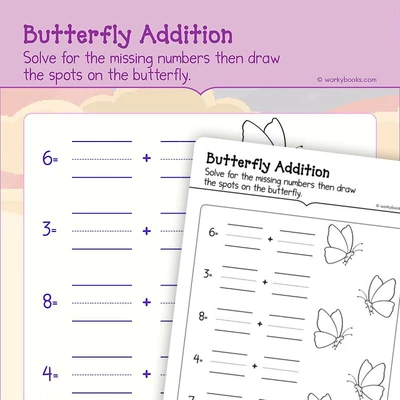 Butterfly Addition - worksheet educational content