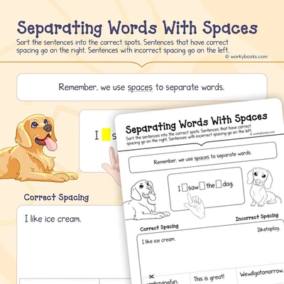Separating Words With Spaces - worksheet educational content