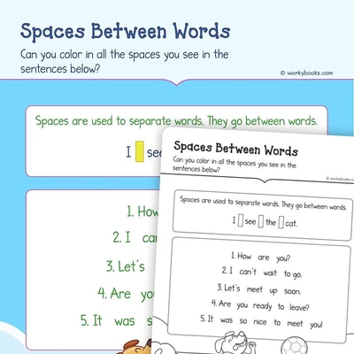Spaces Between Words - worksheet educational content