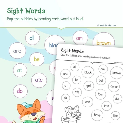 Pop the Sight Words - worksheet educational content