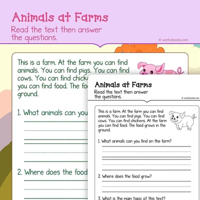 Animals at Farms—Informational Text - worksheet educational content