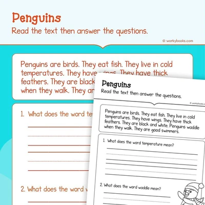 Penguins—Informational Text - worksheet educational content